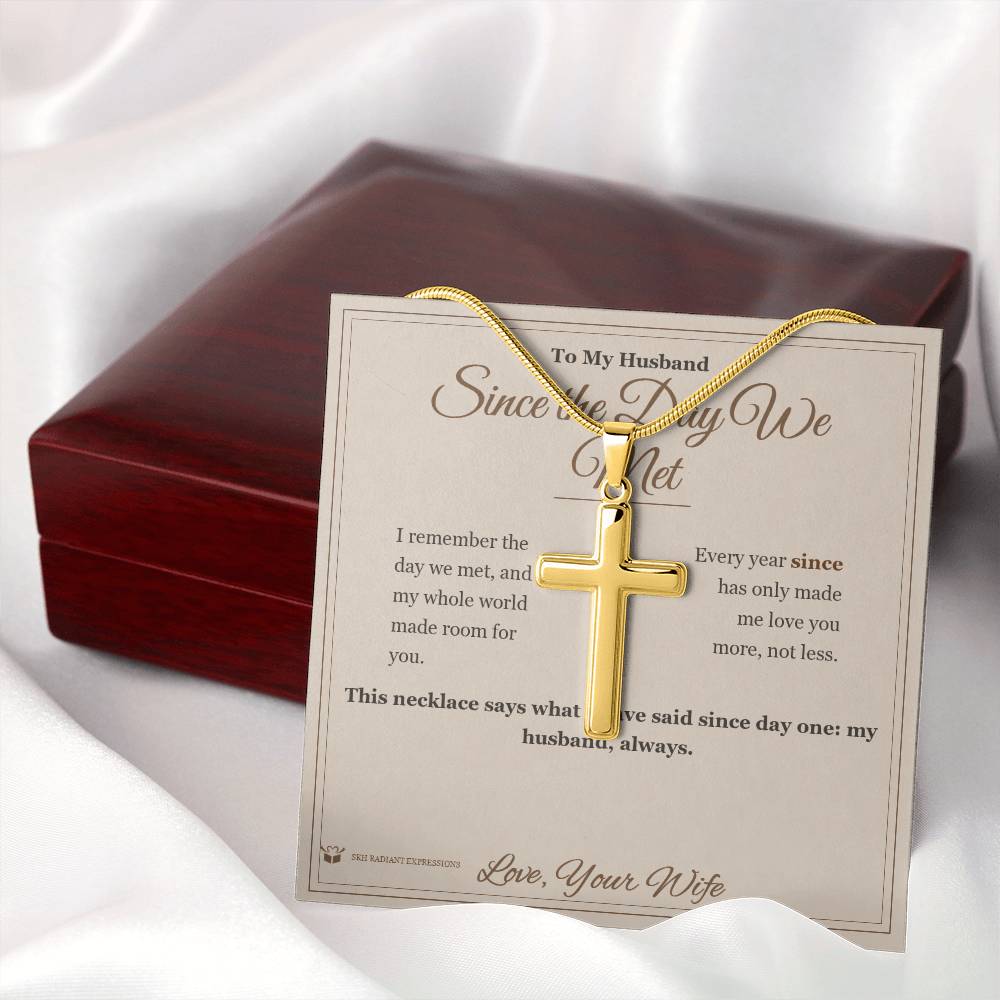 Since the Day We Met - Artisan Cross Necklace for Husband - personalized keepsake gift from SKH Radiant Expressions
