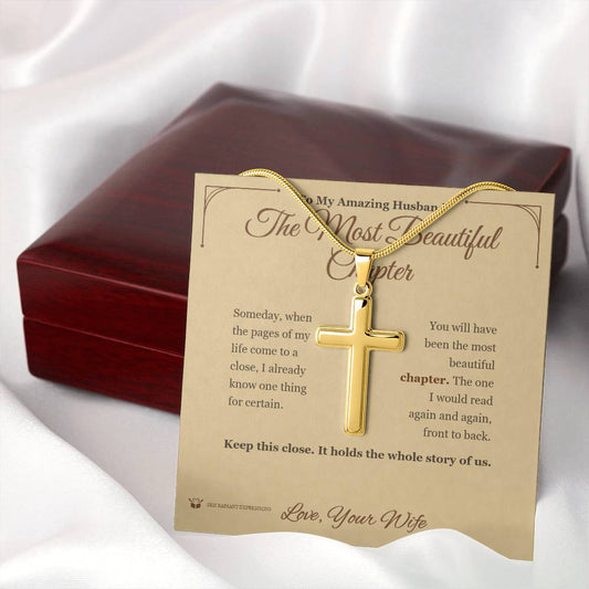 The Most Beautiful Chapter - Artisan Cross Necklace for Husband - personalized keepsake gift from SKH Radiant Expressions
