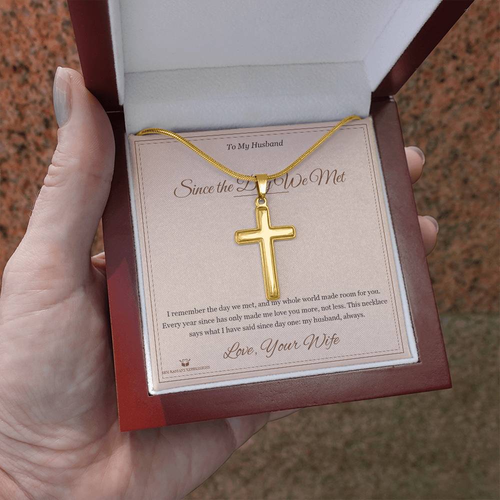 Since the Day We Met - Artisan Cross Necklace for Husband - personalized keepsake gift from SKH Radiant Expressions