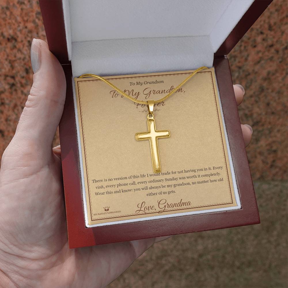 To My Grandson, Forever - Artisan Cross Necklace for Grandson - personalized keepsake gift from SKH Radiant Expressions
