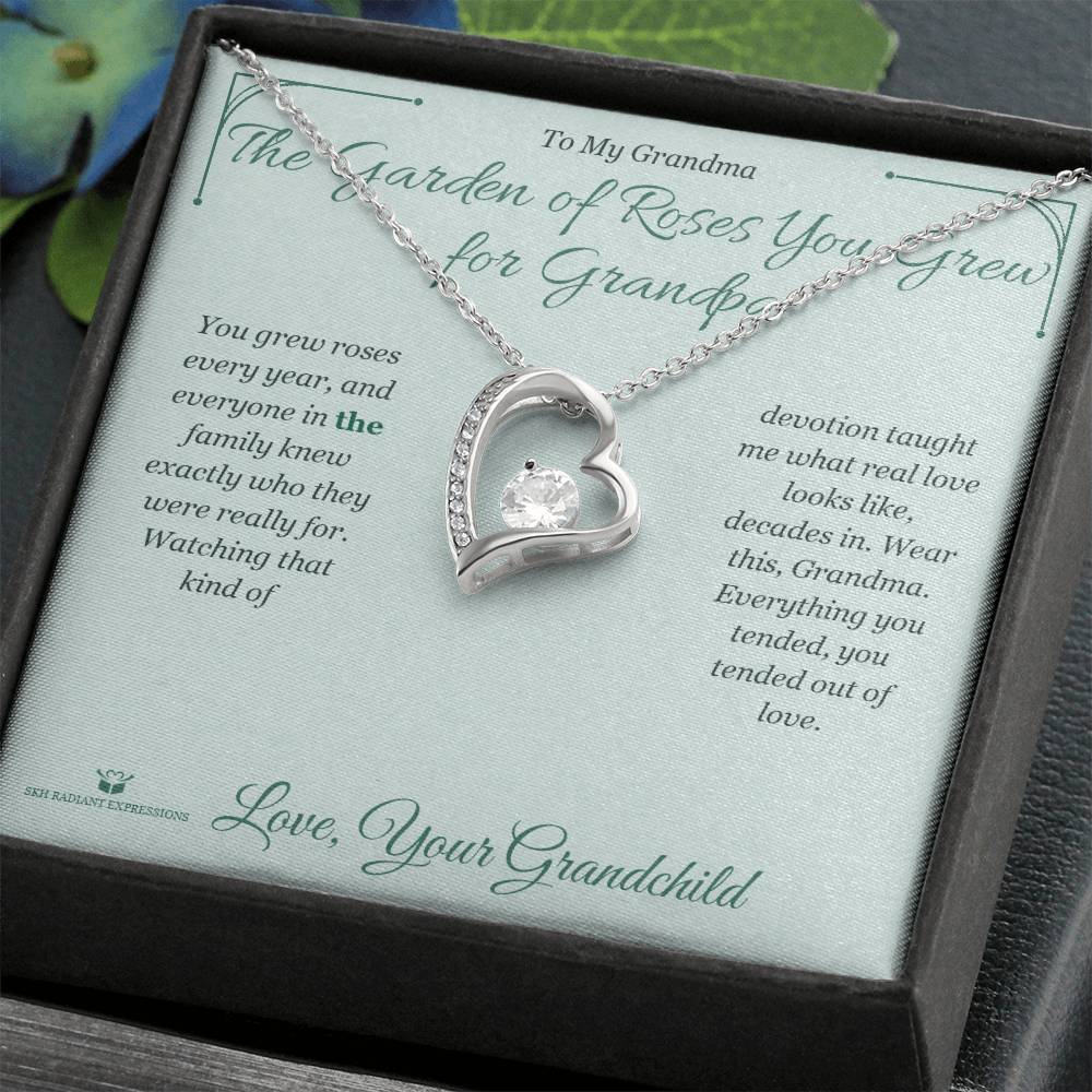 Forever Love Necklace with personalized message card for grandmother