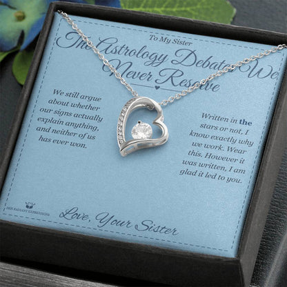 Forever Love Necklace with personalized message card for sister