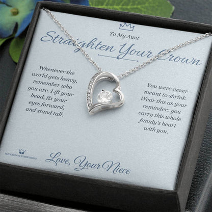 Engraved Forever Love Necklace with message for aunt