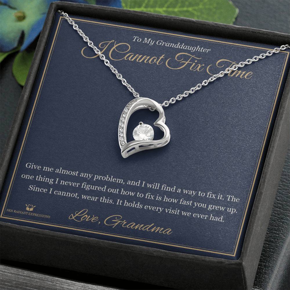 I Cannot Fix Time - Forever Love Necklace for Granddaughter - personalized keepsake gift from SKH Radiant Expressions