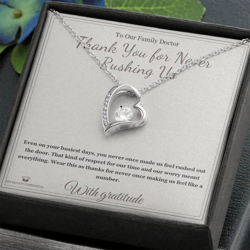 Thank You for Never Rushing Us - Forever Love Necklace for Doctor - personalized keepsake gift from SKH Radiant Expressions
