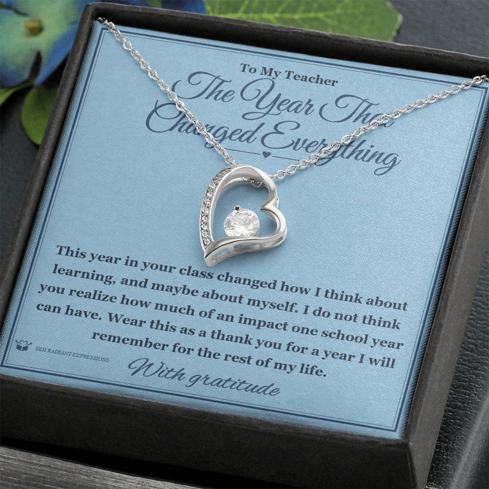 Engraved Forever Love Necklace with message for teacher