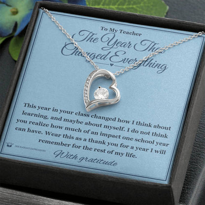Engraved Forever Love Necklace with message for teacher