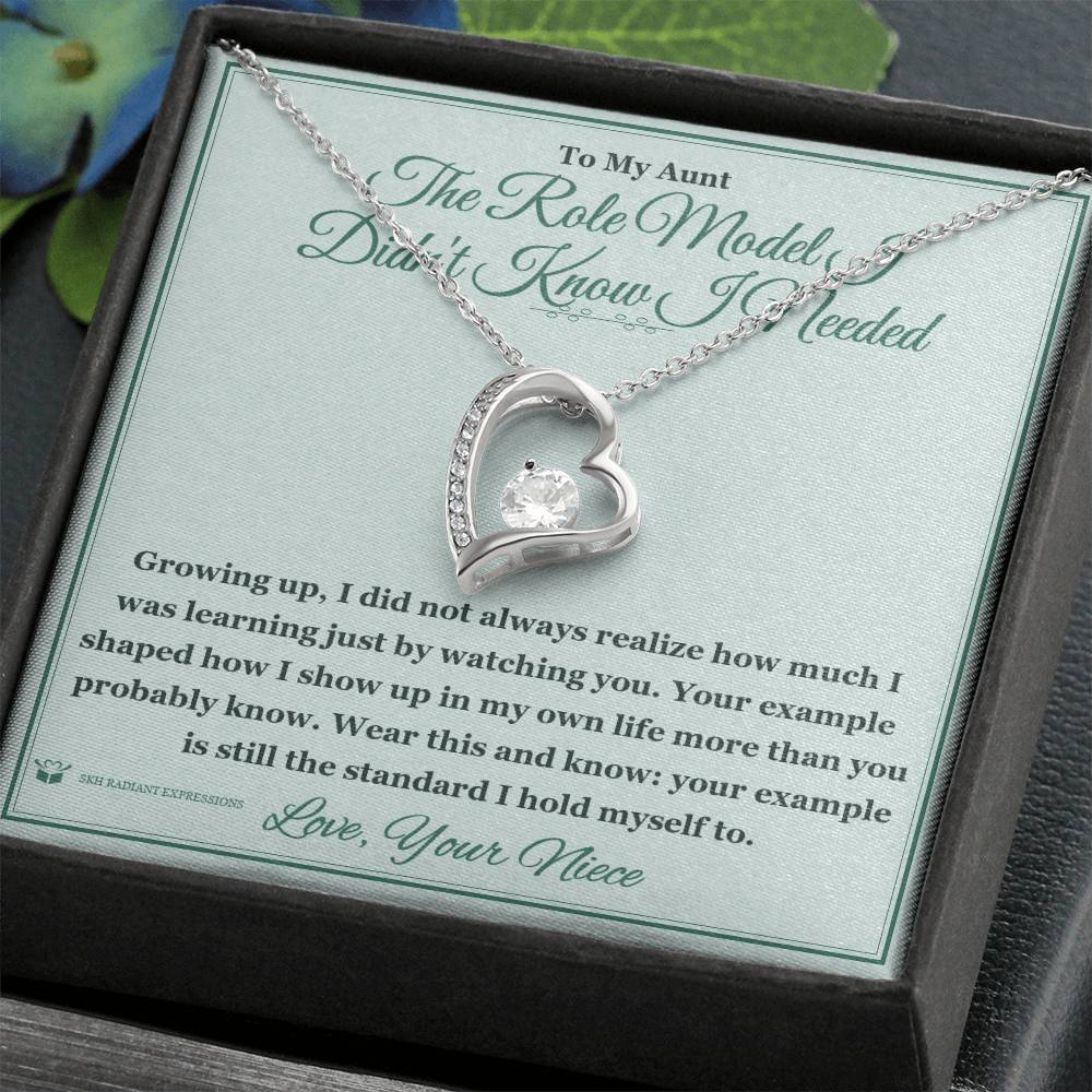 Engraved Forever Love Necklace with message for aunt