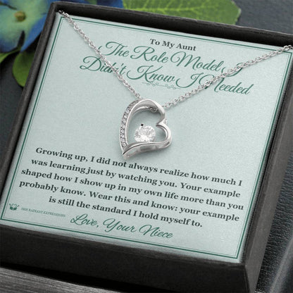 Engraved Forever Love Necklace with message for aunt