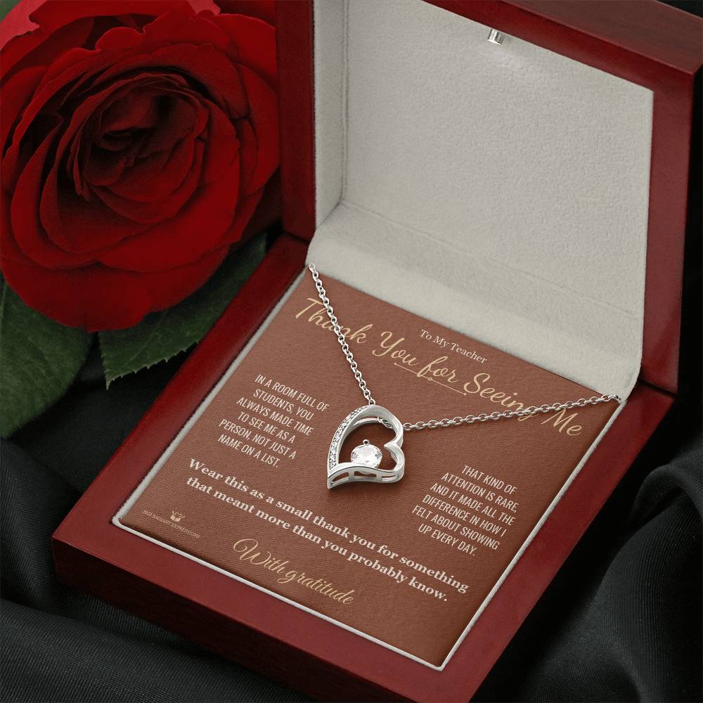 Forever Love Necklace engraved with your own words for teacher