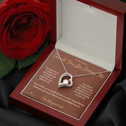 Forever Love Necklace engraved with your own words for teacher