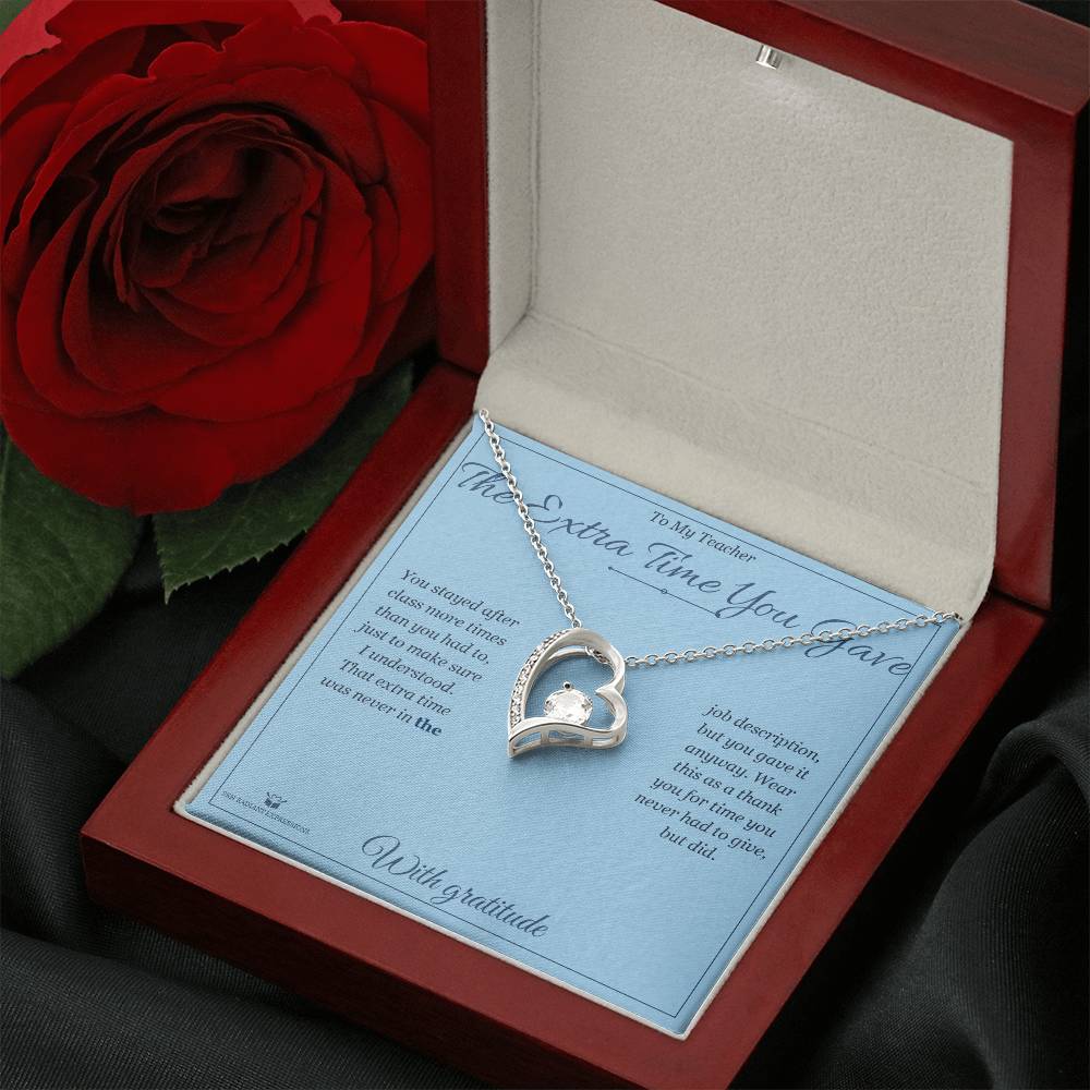 Forever Love Necklace engraved with your own words for teacher