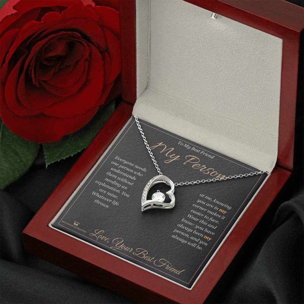 Forever Love Necklace engraved with your own words for best friend