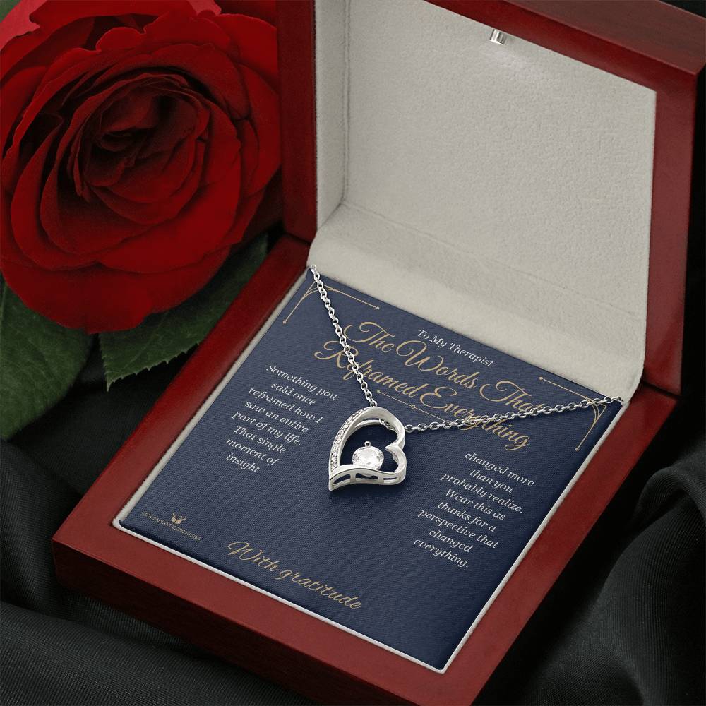 Forever Love Necklace engraved with your own words for therapist