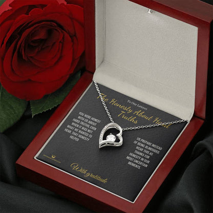 Forever Love Necklace engraved with your own words for lawyer