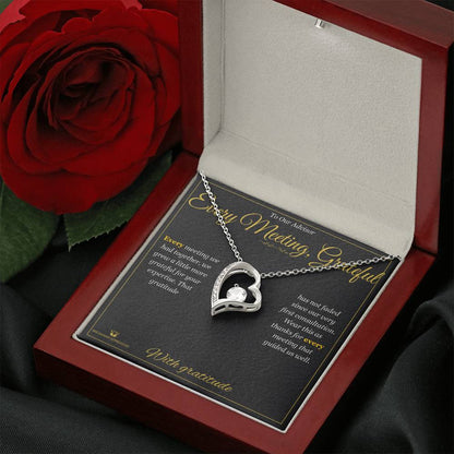 Forever Love Necklace engraved with your own words for advisor
