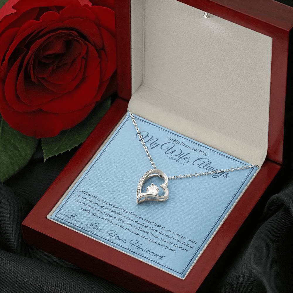 My Wife, Always - Forever Love Necklace with Red Rose Box for Wife - personalized keepsake gift from SKH Radiant Expressions