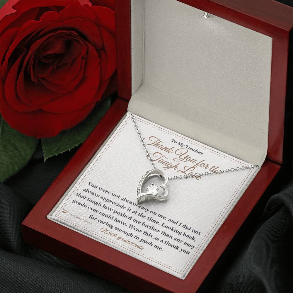 Forever Love Necklace with personalized message card for teacher
