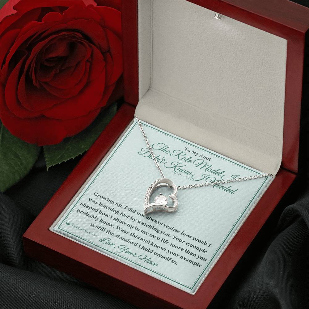 Forever Love Necklace with personalized message card for aunt