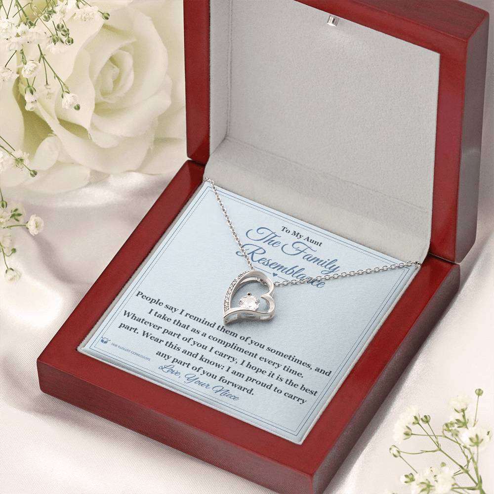 Forever Love Necklace with personalized message card for aunt