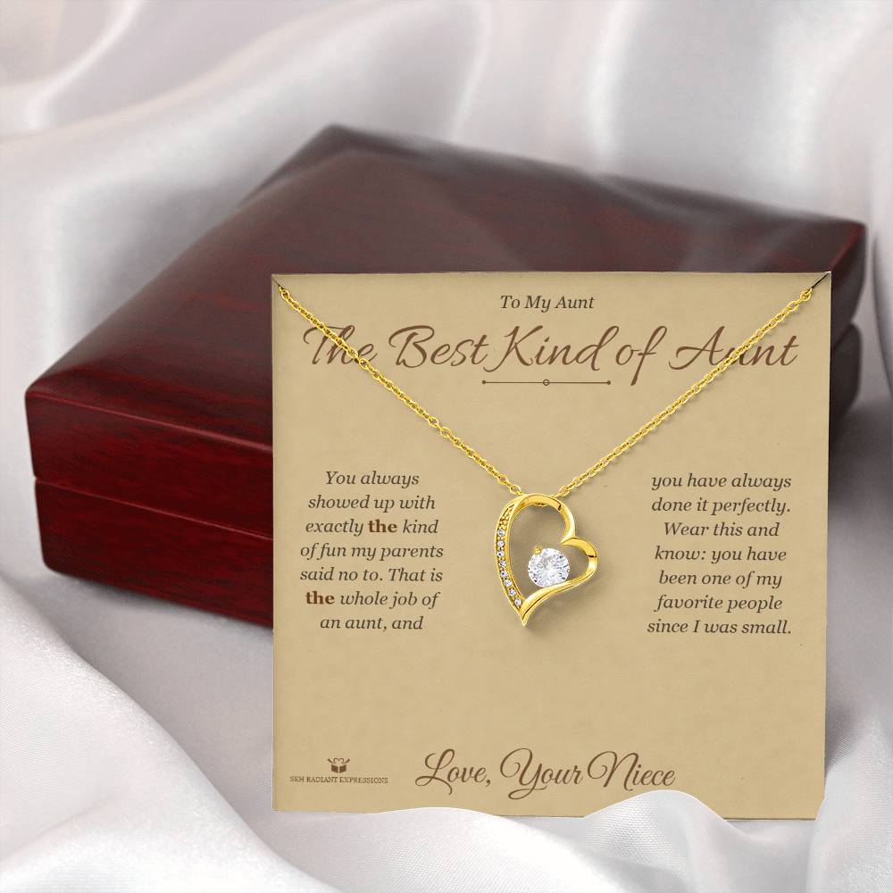 Engraved Forever Love Necklace with message for aunt
