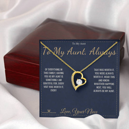 Engraved Forever Love Necklace with message for aunt