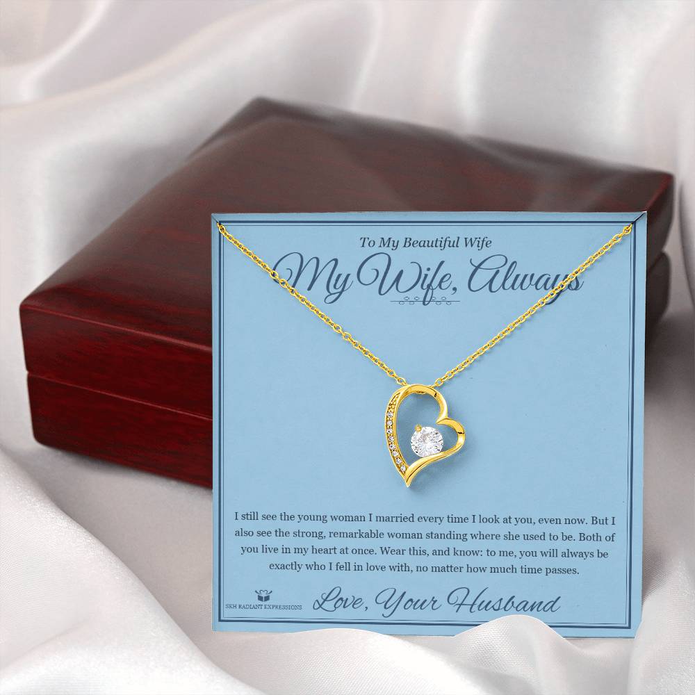 My Wife, Always - Forever Love Necklace with Red Rose Box for Wife