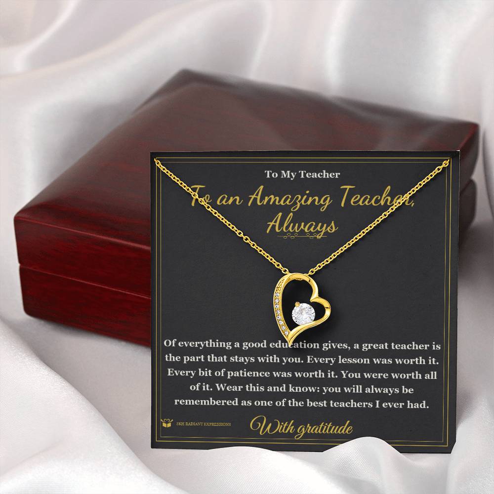 Forever Love Necklace engraved with your own words for teacher