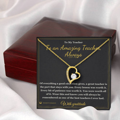 Forever Love Necklace engraved with your own words for teacher