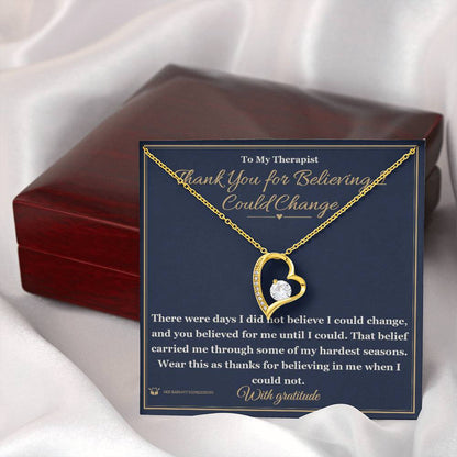 Forever Love Necklace engraved with your own words for therapist