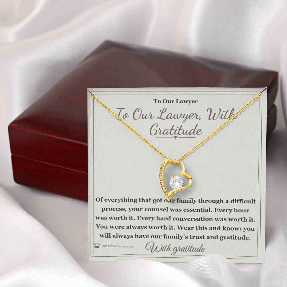 Forever Love Necklace engraved with your own words for lawyer
