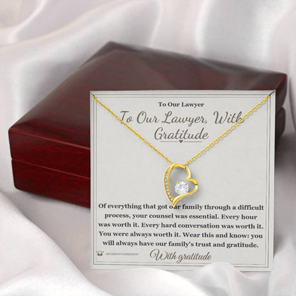 Forever Love Necklace engraved with your own words for lawyer