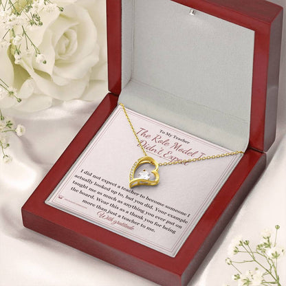 Forever Love Necklace engraved with your own words for teacher