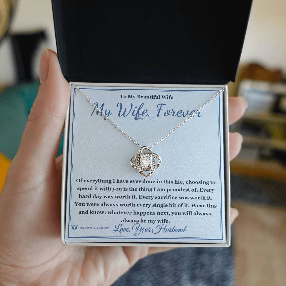 Personalized message card and necklace gift for a wife