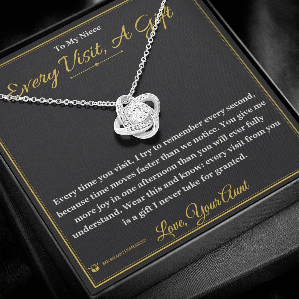 Personalized message card and necklace gift for a niece