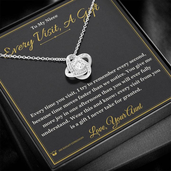 Personalized message card and necklace gift for a niece